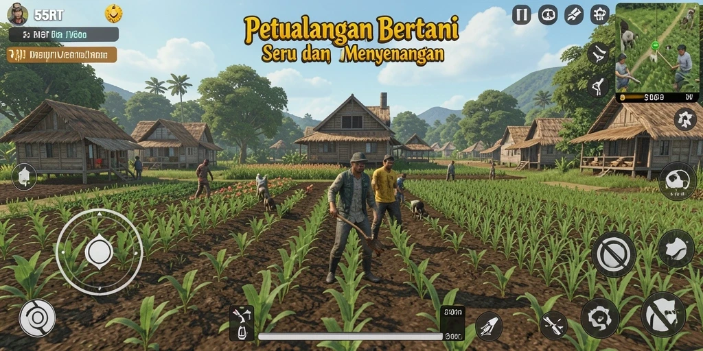 Gameplay 55RT yang menarik dengan berbagai aktivitas pertanian.