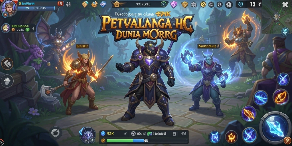 Screenshot utama 9ZK menampilkan aksi pertarungan seru di dunia MMORPG.