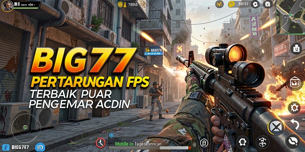 Screenshot BIG77 menunjukkan aksi intens dalam permainan FPS yang mendebarkan.