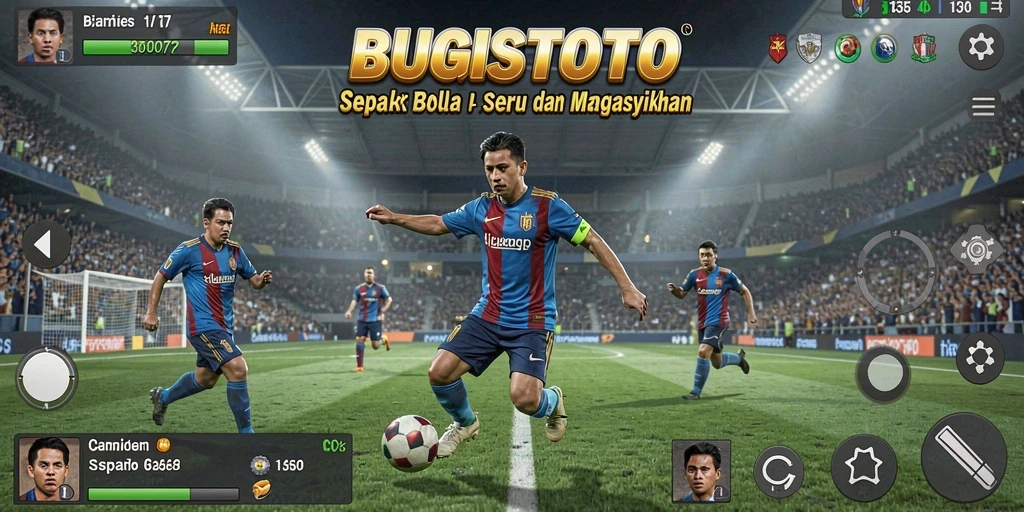 Tampilan gameplay menegangkan dari BUGISTOTO saat pertandingan sepak bola berlangsung.