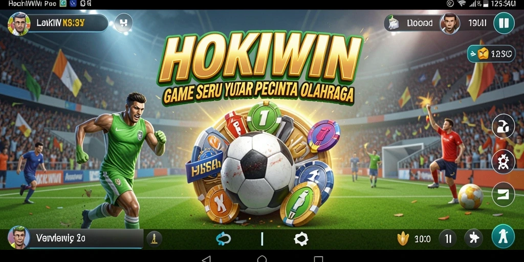 Tampilan utama HOKIWIN menampilkan aksi seru dalam permainan olahraga.