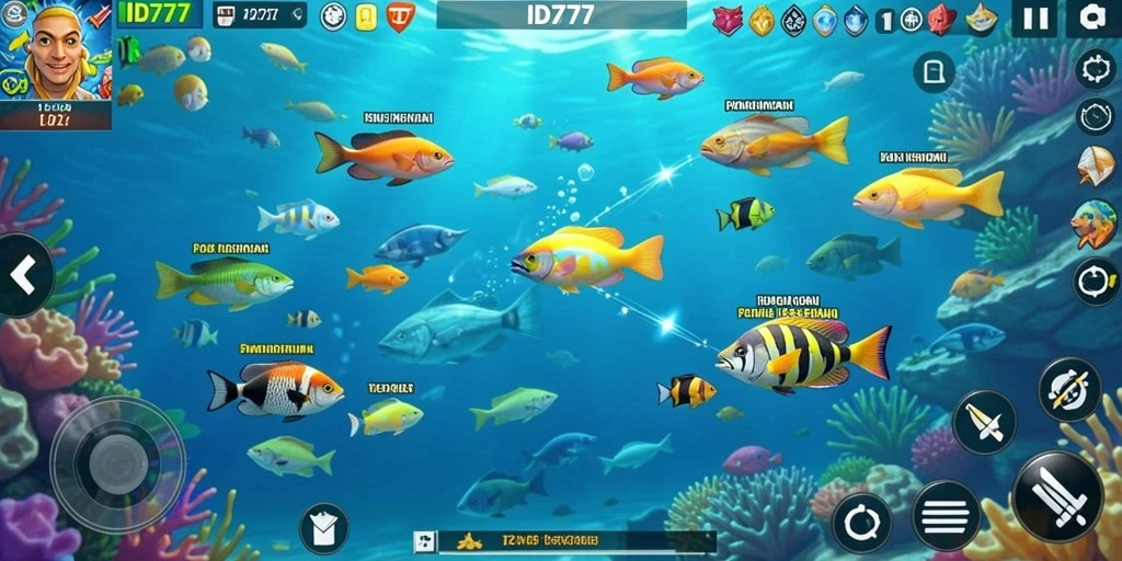 Tampilan gameplay seru di ID777 saat menangkap ikan.