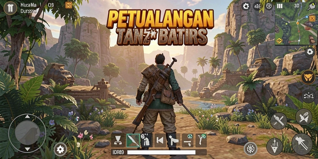 Screenshot menunjukkan panorama indah dunia terbuka IDR89 dengan gameplay yang menarik.