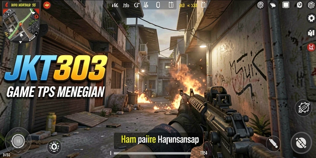 Screenshot menunjukkan aksi intens dalam game TPS JKT303.