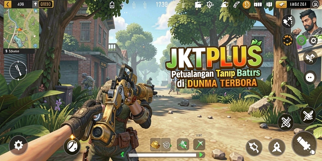 Screenshot gameplay JKTPLUS menampilkan eksplorasi dunia terbuka yang menarik.