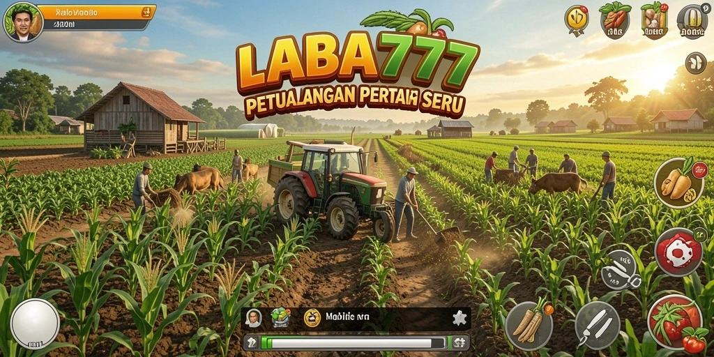 Tampilan gameplay menarik di LABA777 dengan pertanian yang indah.