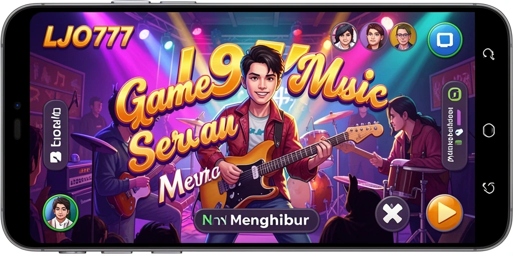 Screenshot gameplay LJO777 menunjukkan cara bermain musik yang interaktif.