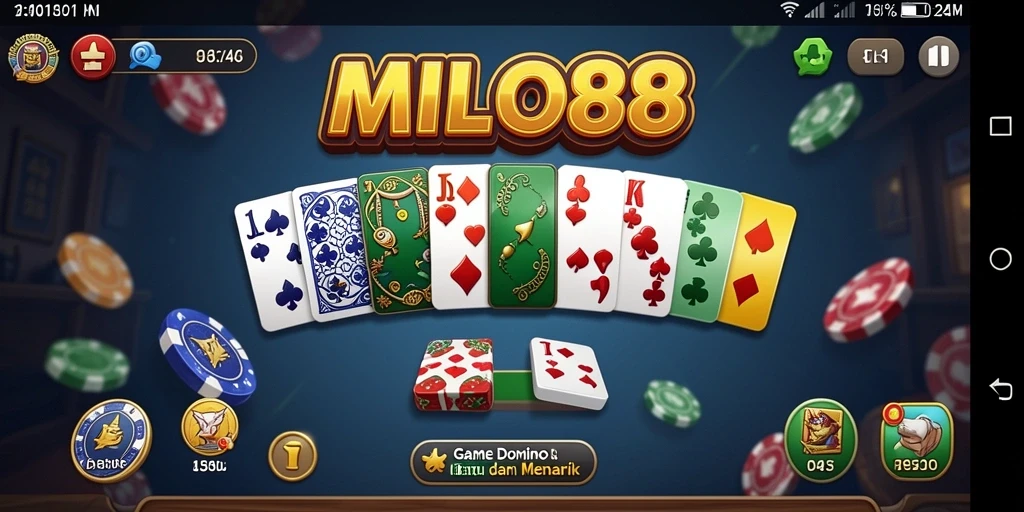 Tampilan utama permainan Domino dalam MILO88 dengan grafis menarik.