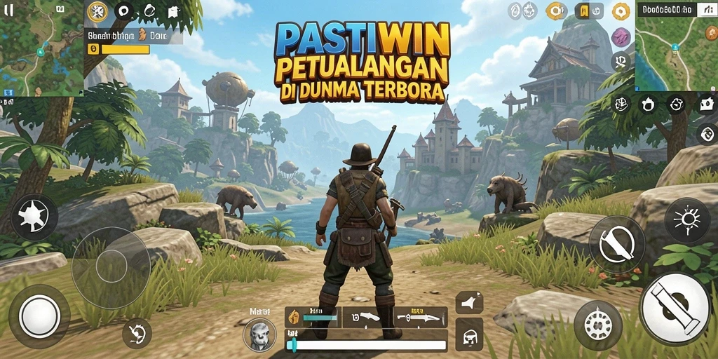 Tampilan gameplay PASTIWIN menampilkan dunia terbuka yang luas dan mendetail.
