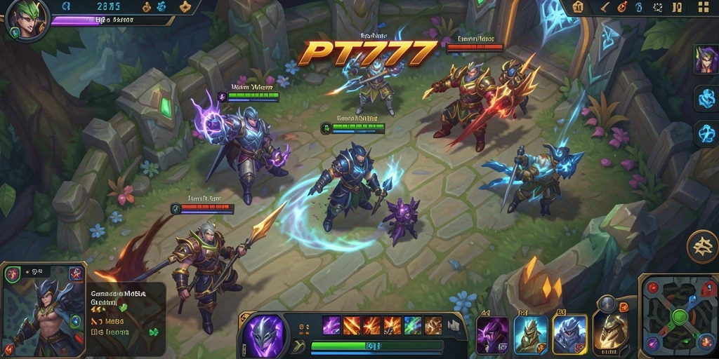 Gameplay seru PT777 saat bertarung di arena MOBA.