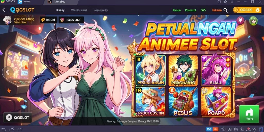 Screenshot gameplay QQSLOT menampilkan karakter anime yang memikat.