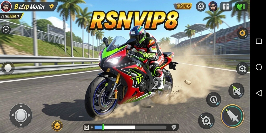 Gameplay seru dengan balapan motor cepat di RSNVIP8.