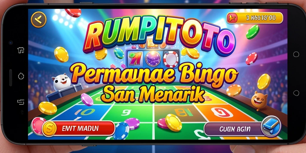 Tampilan gameplay seru RUMPITOTO dengan kartu Bingo yang berwarna-warni.
