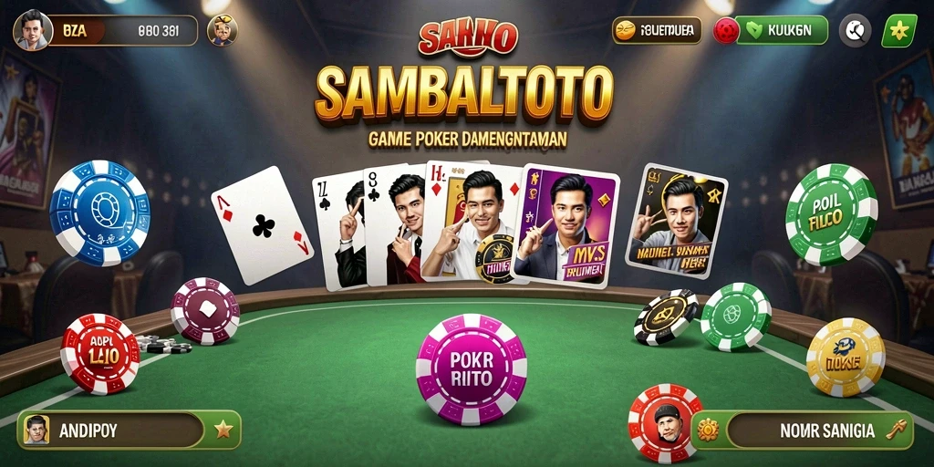 Tampilan menarik dari gameplay poker di SAMBALTOTO.